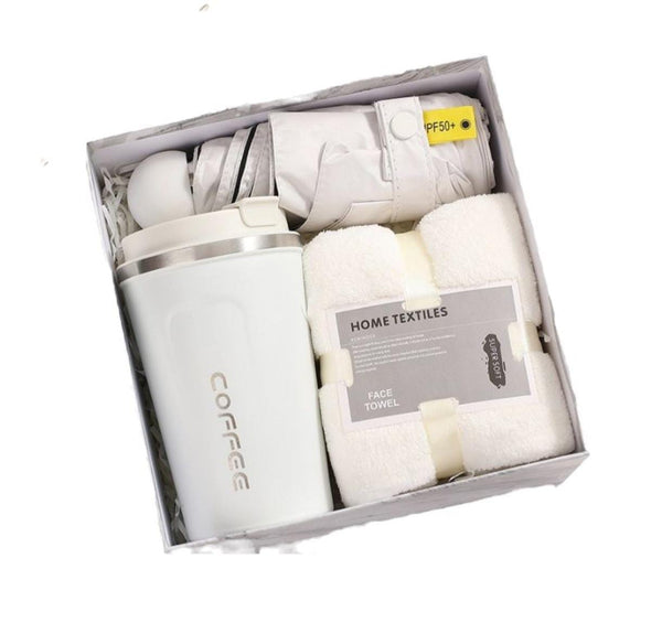 Stainless Steel Coffee Tea Mug Set, Exquisite Vacuum Mug Umbrella Gift Set-3 Piece