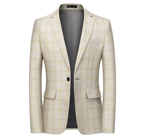 Men's Casual Suit Blazer Jacket, Slim Fit Plaid Blazer