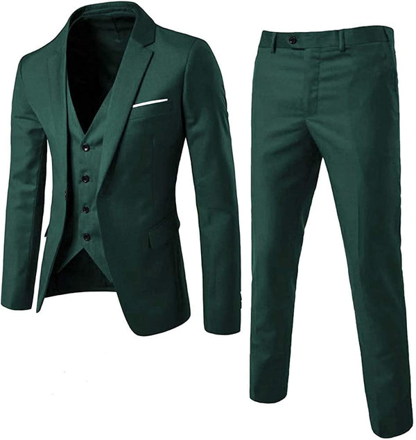 Men's 3 Piece, Notched Lapel, Jacket Vest & Trousers Set