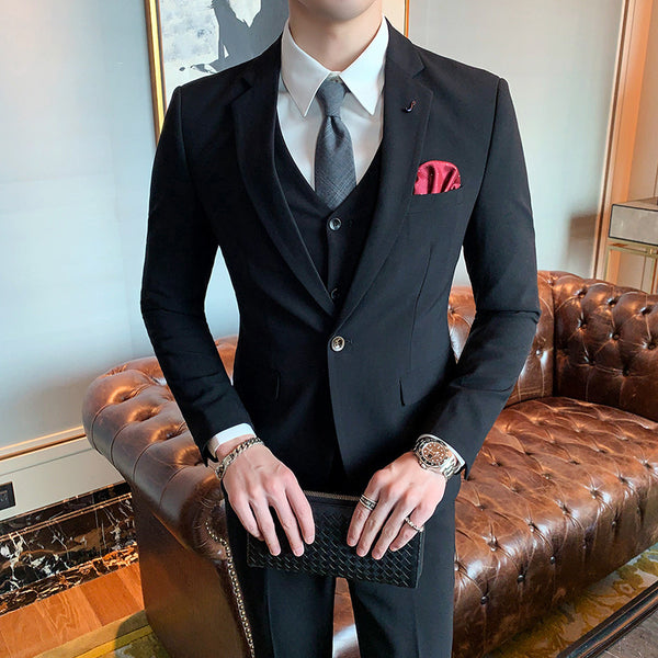 3 Piece Slim Fit Business Suit and Tie Set