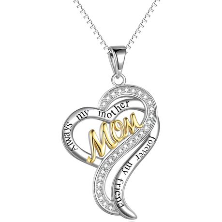 S925 Sterling Silver and Gold Heart Pendant for Mom